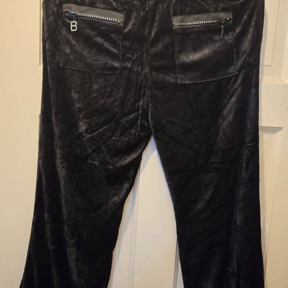 NWT BCBG MAXAZRIA Black Velour Zip-Up Hoodie & Capris Set Women's Size XLARGE - Picture 7 of 9